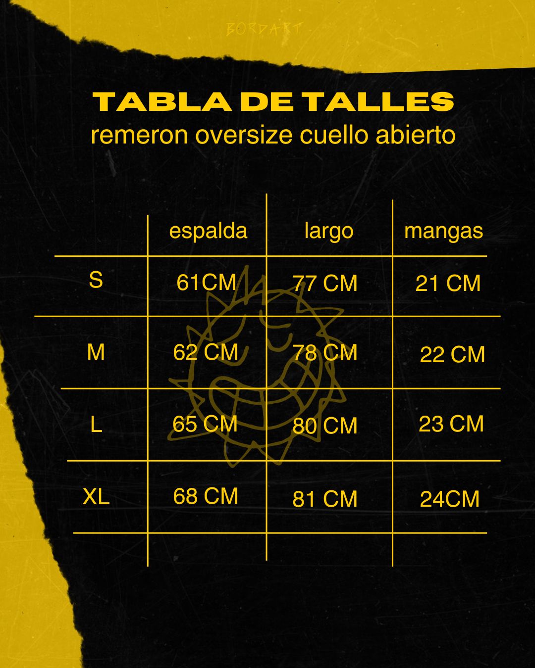 Tabla de talles 1