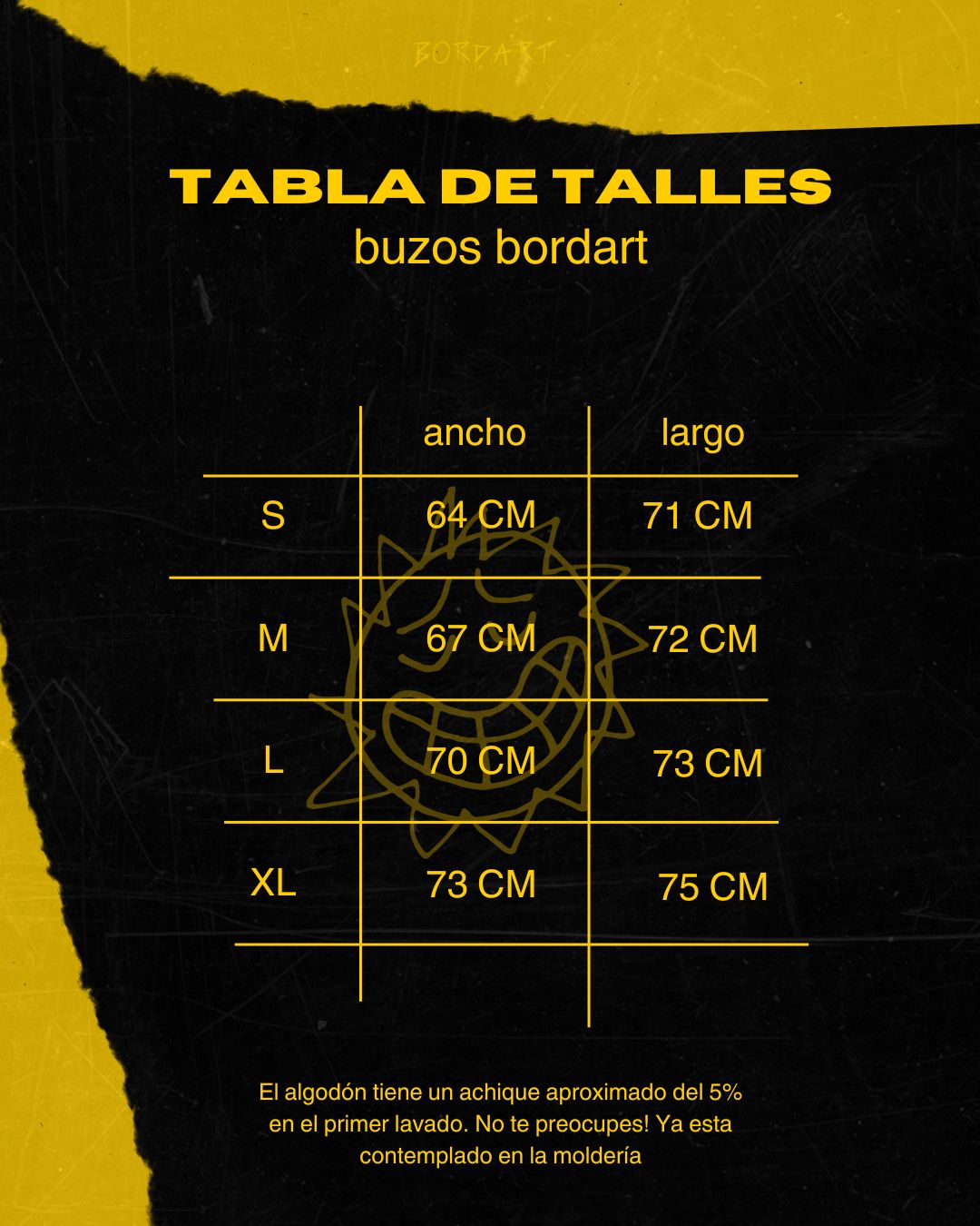 Tabla de talles - Remeras Clásicas