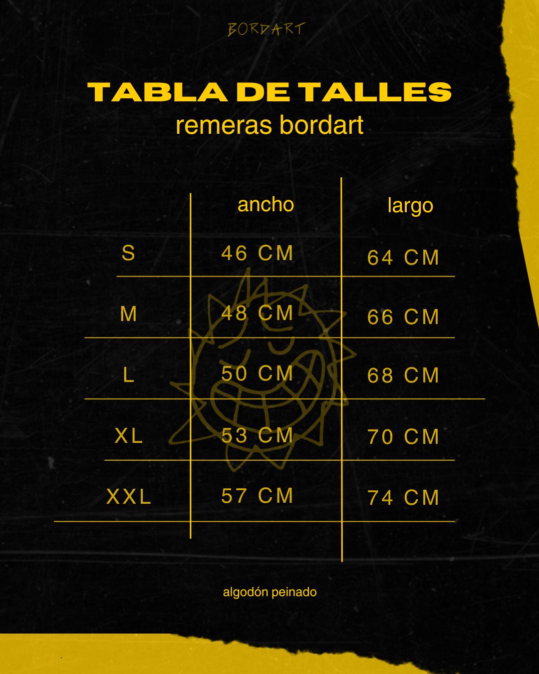 Tabla de talles - Remeras Clásicas